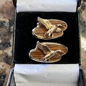 Elegant Silver and Brown Cufflinks